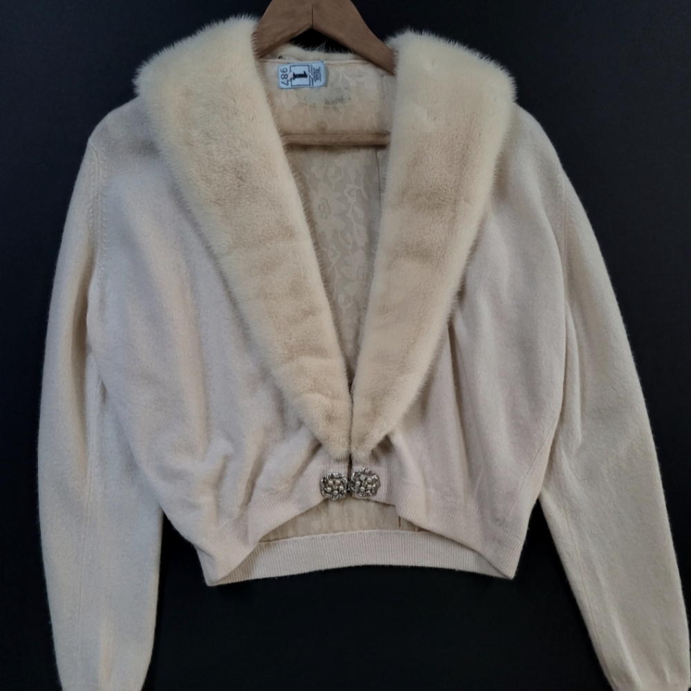 Vintage Cashmere & Fur Cardigan